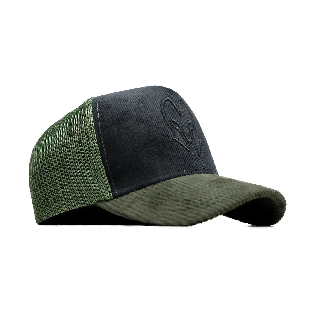 HEAD GEAR BLACK AND OLIVE DUAL TONE TRUCKER CAP