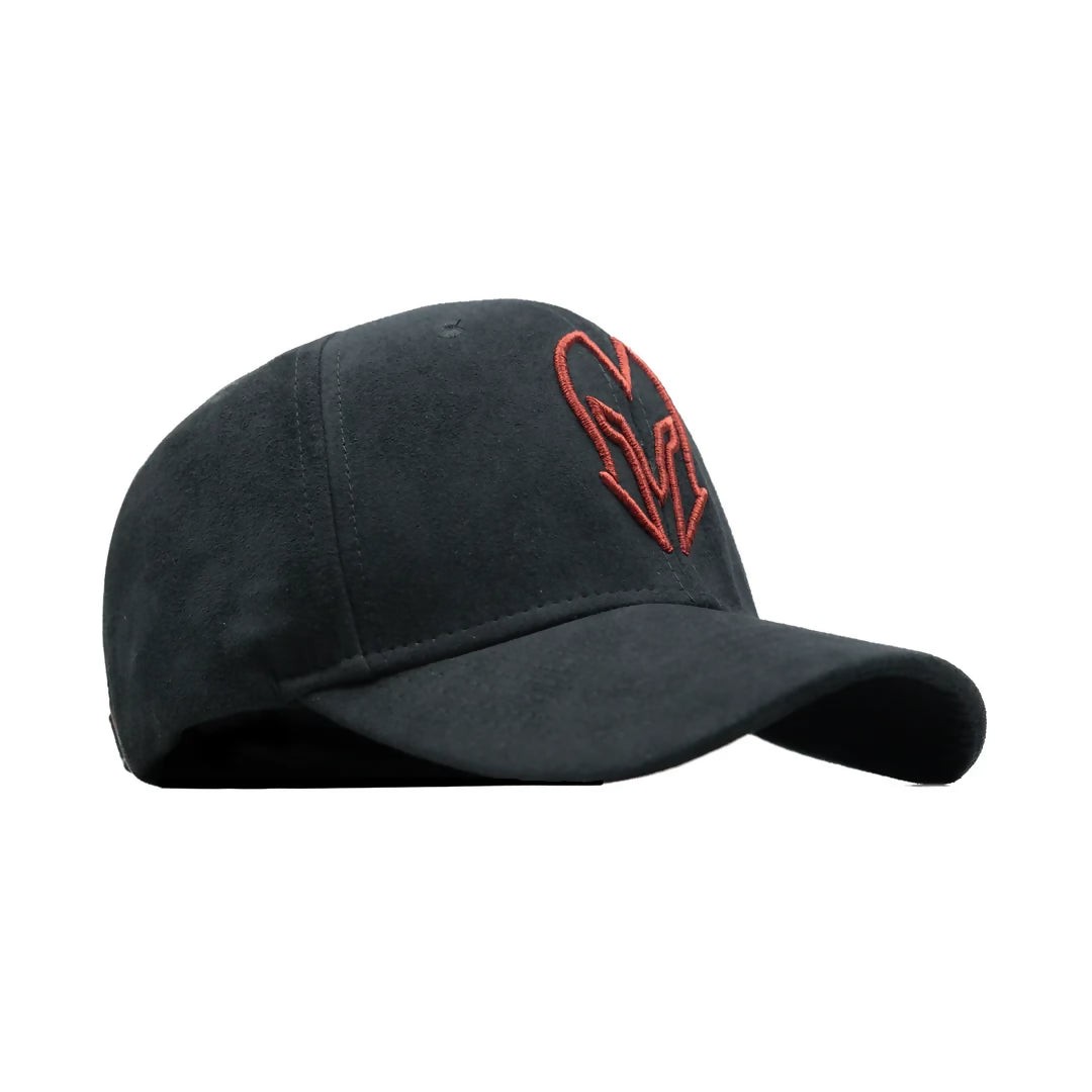 HEAD GEAR BLACK AND RED CONTRAST SUEDE CAP
