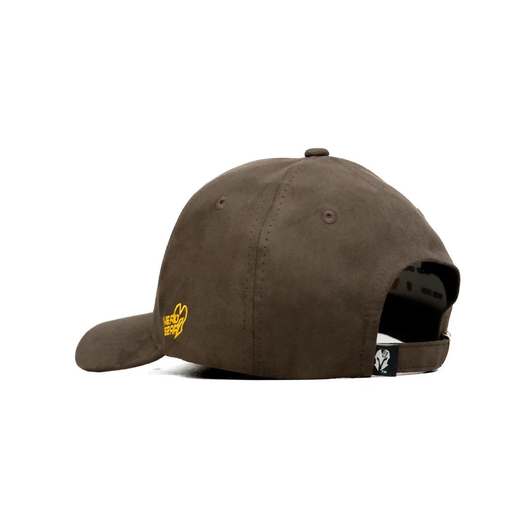 HEAD GEAR COFFEE AND GOLDEN CONTRAST SUEDE CAP